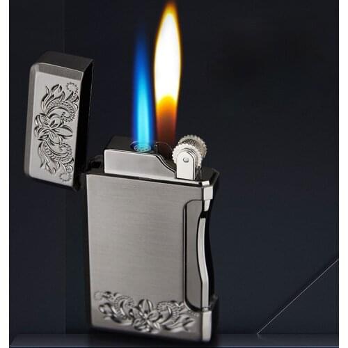 Double Fire Lighter Grinding Wheel Ming Fire Side Pressure Straight Roller Lighter Personality Idea Smoking Accessories for Weed