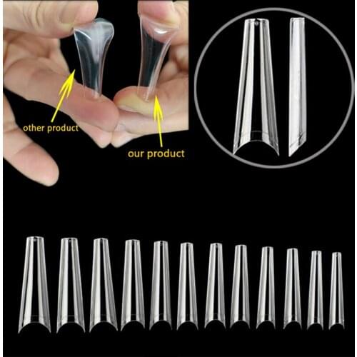 French Coffin Fake Tip XXL Extra Long Acrylic Half Cover False Nail Tips C Curved Nails Coffin For Extension False Nail Tips