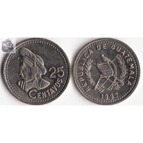 Guatemala 25 Cents America Coins Original Rare Coin Commemorative Edition 100% Real