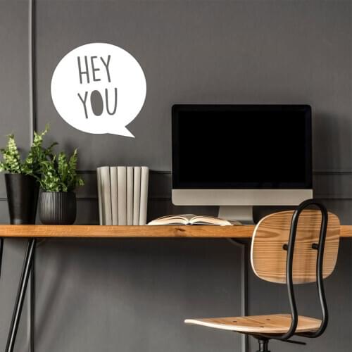 HEY YOU Speech Bubble Wall Sticker Decal Vinyl Stencil Word Quote Art Vinyl Adhesive Removable Office Teens Bedroom Mural 4750