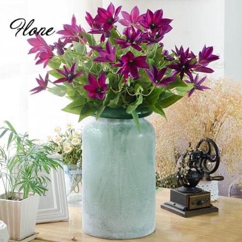 Flone Artificial Trident Iron lotus Flower Simulation Silk Floral Fake Flowers Single Branch For Wedding Home Table Decor Art