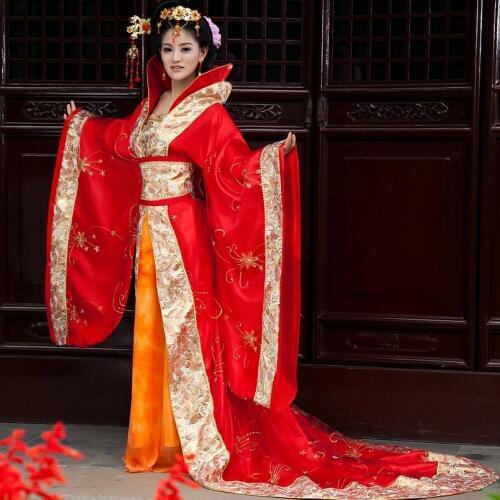 Chinese Folk dance costume tang dynasty women hanfu costume bride wedding dress chinese style