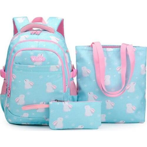 Girls School Bag Set 1-3 Grade Pupils Schoolbags 3pce Set Kids Lightweight Waterproof Orthopedic Children Backpack Mochila