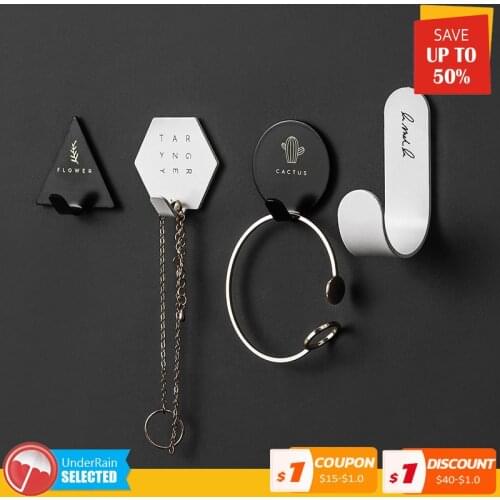 4pcs Simple Stainless Steel Hooks Set Nordic Room Decoration Hook Sticky Key Holder Wall Home Organizer Towel Coat Hanger