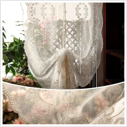 New embroidery gauze.White linen yarn balloon curtain. Classic wool embroidery Roman curtain. Decorative curtains