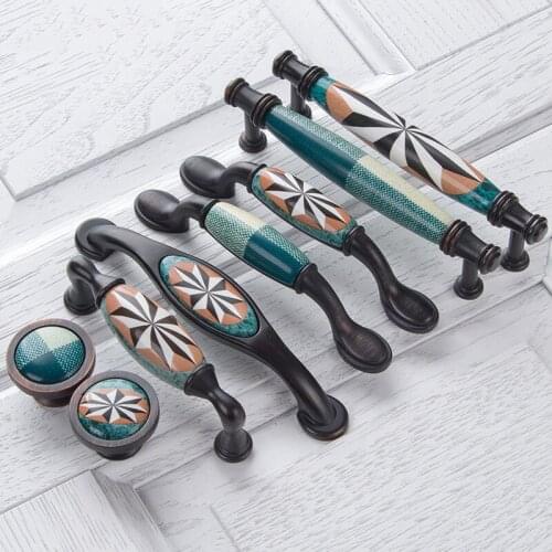 New 10PCS European Zinc Alloy+Ceramic Furniture Handles Drawer Pulls Cupboard Wardrobe Kitchen Wine Cabinet Pens Handles & Knobs