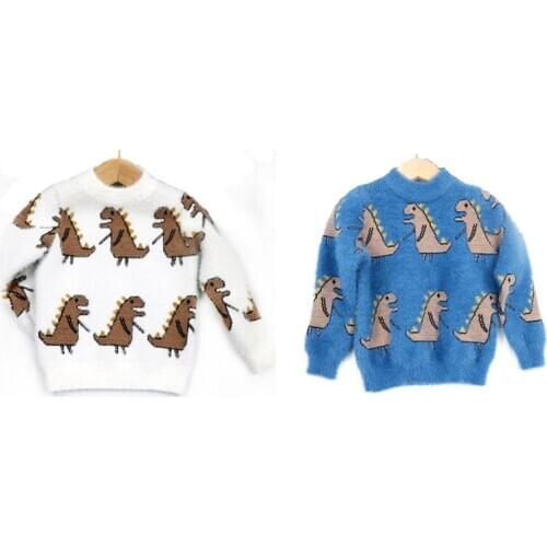 New 2021 Dinosaur Toddler Kids Boy Girl Clothes Autumn Winter Warm Pullover Top long sleeve Knitted Fashion Sweater Knitwear
