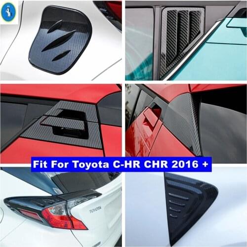 Carbon Fiber Look Exterior Refit Kit Rear Window Louver Shutter / Handle / Trunk Lamp Cover Trim For Toyota C-HR CHR 2016 - 2021