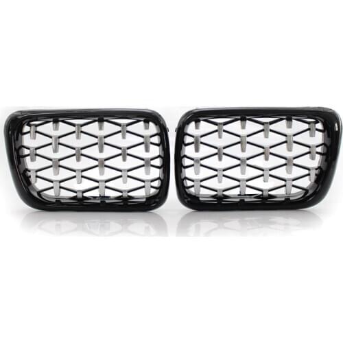 Car Front Grill Latest Style Shiny Black Frame Diamond Fits BMW E36 3 Series 97-99