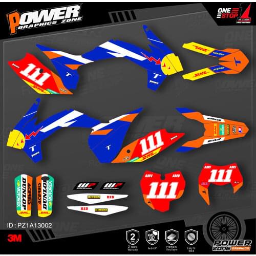 PowerZone Custom Team Graphics Backgrounds Decals 3M Stickers Kit For KTM SX SXF MX 13-15 EXC XCW Enduro 14-16 125 to 500cc 02