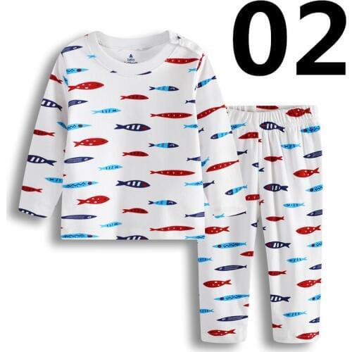 NEW Fish Baby Boys Pajamas Clothes Set Spring Autumn Long Sleeve Children Clothing Sets Baby Sleepwear Cotton T-Shirts Trouser