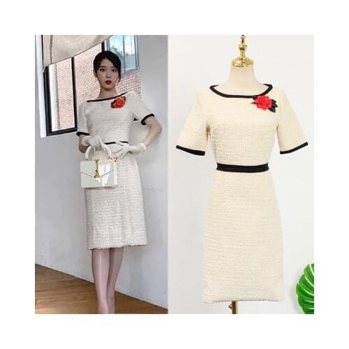 Dress beige for women DEL LUNA Hotel same IU Lee Ji Eun summer Pregnant Maternity temperament woman TV Korean same dress