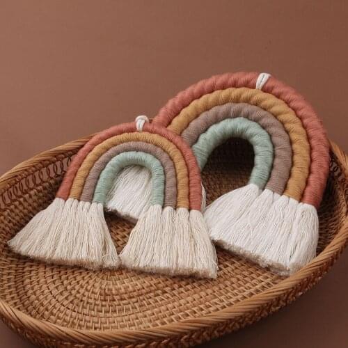 1 Pc Rainbow Wall Hanging Ornament Handmade Weaving Macrame Home Decoration for Nursery Room