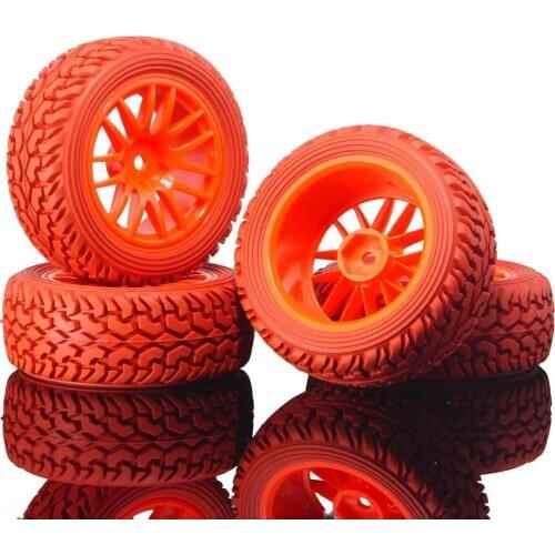 RC 9062R-8019 Green Rally Tires & Wheel Rims 4P For HSP 1:10 On-Road Rally Car