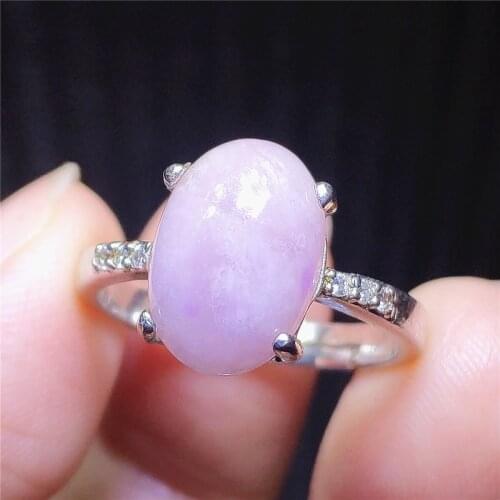 Genuine Natural Pink Sugilite Adjustable Round Ring 12x10mm Gemstone South Africa Bead Oval 925 Sterling Silver AAAAAA