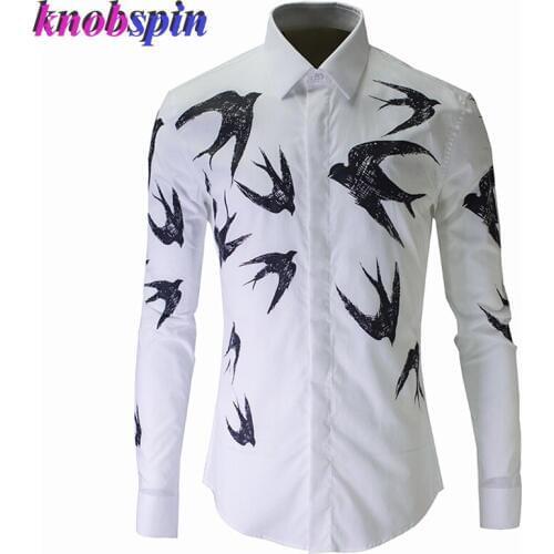 Trend Mens Shirt 2019 Europe Fashion Brand long sleeve Slim Casual Chemise homme High quality Cotton Business male Dress shirts