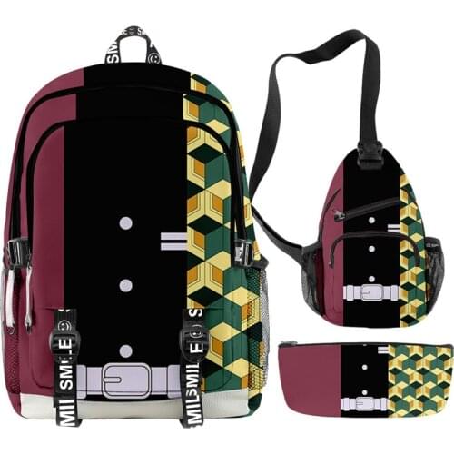 Demon Slayer Backpacks School Bags Kimetsu No Yaiba Boys Girls Teenage Students Cosplay Anime Cartoon Laptop Large Sports Bag