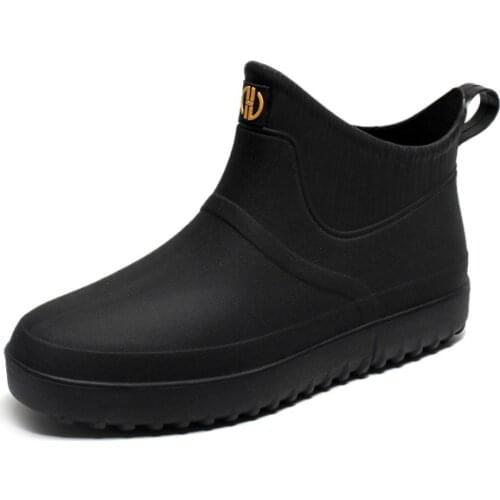 Rain Boots Men Fashion Waterproof Adult Rain Shoes Short Low Slip Winter Water Boots Garden Washing Work Rubber Men Rainboots