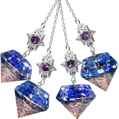TUMBEELLUWA Healing Crystal Hexagonal Prism Pendulum for Divination Faceted Stone Point Pendant Sliver Color Chain Reiki Dowsing
