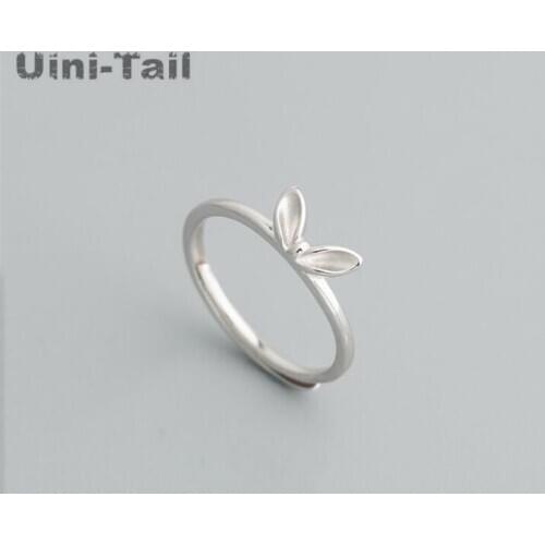 Uini-Tai hot sale new 925 sterling silver rabbit ears open ring fashion personality temperament simple cute student jewelry