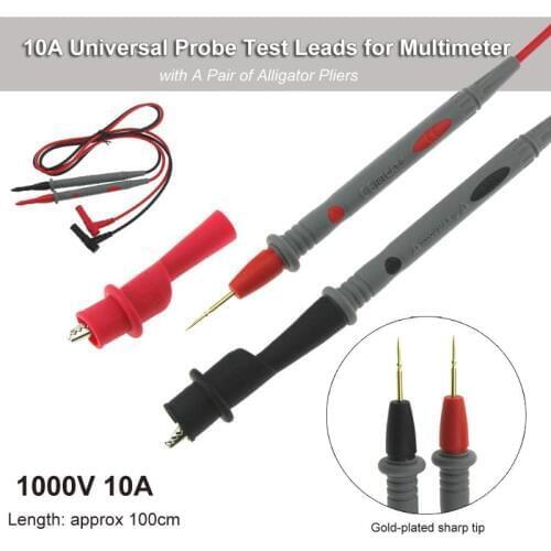 PT1005 10A Universal Probe Test Leads Sharp Contacts Practical for Multimeter with Alligator Pliers IC Component Tester