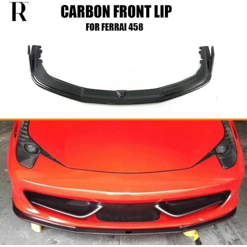 V Style Real Carbon Fiber Front Bumper Chin Lip For Ferrari 458 Base Coupe 2011 - 2016
