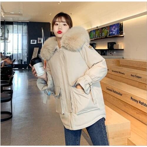 Womens Down Jacket White 2021 Female Thicken Warm Winter Coat Women Large Real Fox Fur Hooded 90% White Duck Down Parka Clothes