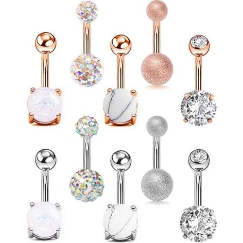 Stainless Steel Belly Button Rings Navel Pircing Ombligo Body Jewelry for Women New Fashion Zircon Belly Ring Accesorios Gifts