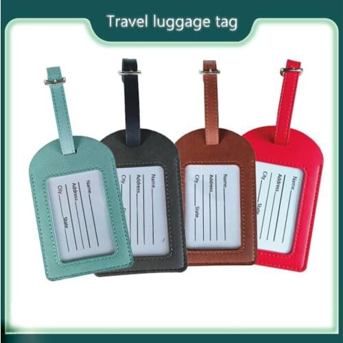 1 PCS Suitcase tag tag PU leather portable PVC tag name ID bag identification tag supplies pendant accessories