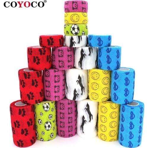 1 pcs Printed Medical Therapy Elastic Bandage Elastoplast 4.5m Sports Colorful Self Adhesive Wrap Tape for Finger Joint Knee Pet