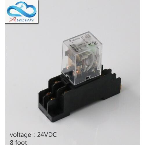 10 pieces hh62P small dc 24 v relay base of intermediate relay with silver contact current 10 A eight feet