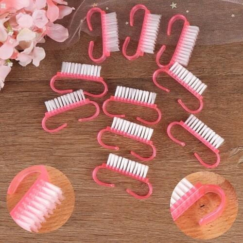 10 Piece Professional Pink Nail Cleaning Clean Brush Tool File Manicure Pedicure Soft Remove Dust Small Angle Clear Tools Sets
