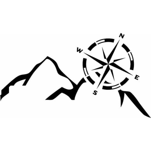 15.2CM*8.5CM Mountain Compass Car Sticker Personality Vinyl Decal Black/Silver C10-01788