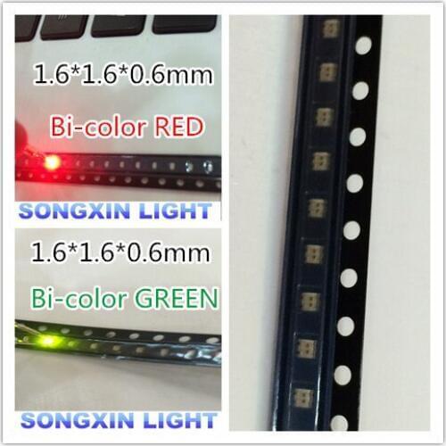 2000PCS 0603 1615 0606 Red GREEN bi-color R/G 620-625nm/560-570nm Clear Ultra Bright SMD LED Indication 20ma Bi color R/YG 0603