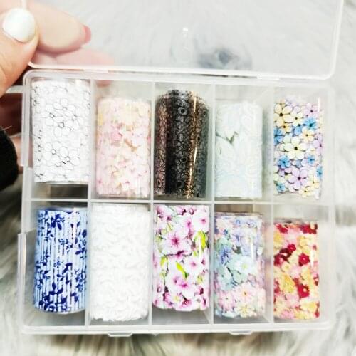 2021 Hot Summer Manicure Nail Transfer Foil Stickers 92 Styles Scale Leopard Marble Flower 10 rolls Nail HoloDecal 4*100cm