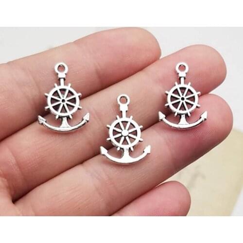 40pcs/lot--21x14mm, Antique silver plated anchor rudder Charms ,DIY supplies, Jewelry accessories