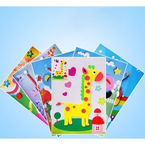 5/10pcs 3D DIY cartoon animal EVA foam sticker puzzle game learning educational toy children kids multi-mode style