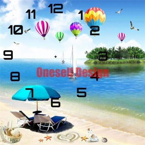 2021 diy diamond embroidery sale clock beach diamond painting clock diy frame wall sticker diamond mosaic rhinestone pictures