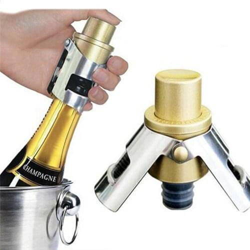 Champagne Sealer Stoppers Bottle Saver for Champagne Sparkling Wine Stainless Steel Stopper with Built-in Pressure Pump
