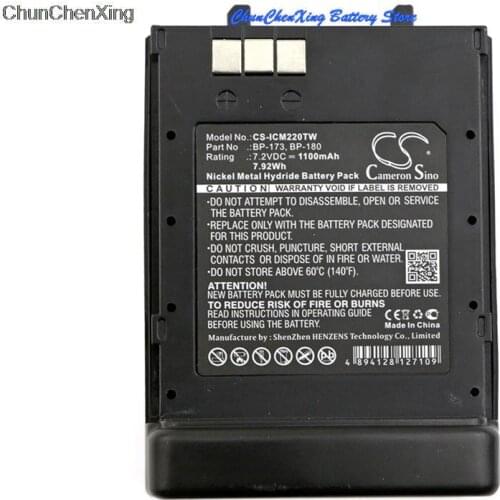Cameron Sino 1100mAh Battery BP-173, BP-180 for Icom IC-12A,21AE,T22,T22A,T22E,T42,T42A,T42E,T70,T7