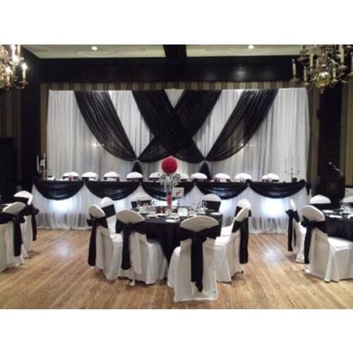 Black with White Backdrop Curtain 10ftx20ft stage decoration banquet party stage curtain