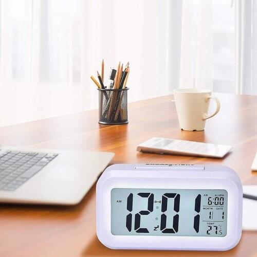 NHBR Digital Clock Larger LCD Backlit Display Bedside Clock Alarm Clock Showing Temperature Clocks for Bedrooms