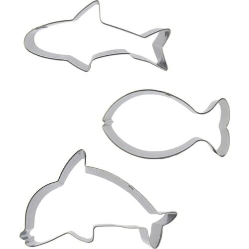 Dolphins, Mackerel, Shark shaped 3 piece biscuit cutting molds, baking tools, cake decorating soft candy tools