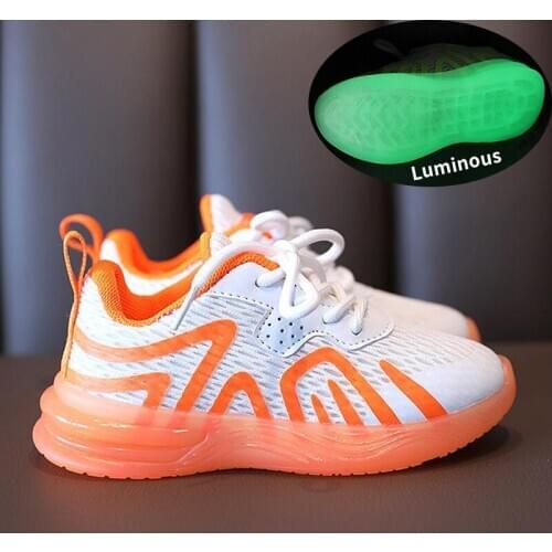 Kids Sneakers Boys Girls Fashion Running Sports Shoes Mesh Breathable Toddler Children Luminous Shoes Student Kids Tennis Shoe
