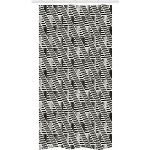 Diagonal Tribal Shower Curtain Set Striped Look Triangles Motif Waterproof Fabric Narrow Bath Curtain Bathroom Decor with Hooks