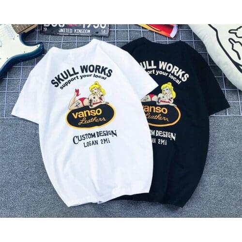 Tattoo Beauty Skull Print T Shirt Mens Casual Cotton Summer Motorcycle Biker T-shirt Loose Hip HopTops Tee Shirt