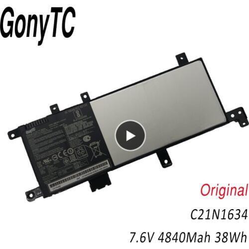 GONYTC C21N1634 7.6V 38Wh Original Laptop Battery For Asus Vivobook R542UR R542UR-GQ378T 2ICP4/59/134 Genuine Notebook
