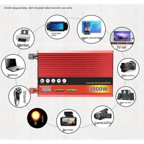 Pure Sine Wave Inverter 12V 24V Dc To 220V Ac Converter Inverter Portable Generator Dual Usb Charging Ports Car Power Inverter