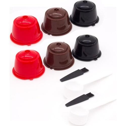 3 Pcs Coffee Capsule Filter Cup for Nescafe Dolce Gusto Reusable Refillable Caps Spoon Brush Filter Baskets Pod Soft Taste Sweet