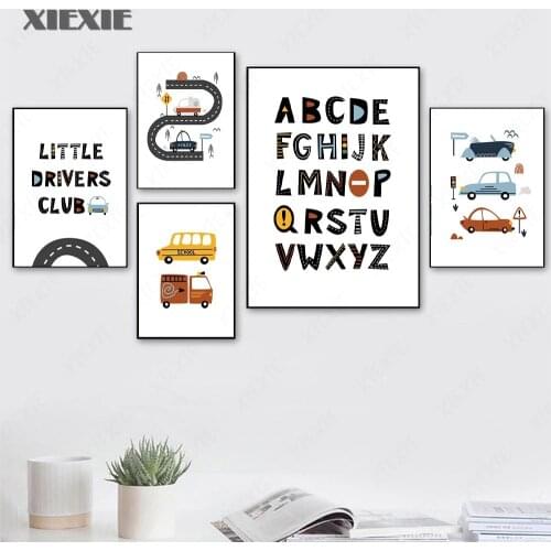 Nordic Style City Car Club Canvas Print Painting Wall Art Letter Poster Nordic Childrens Room Print Wall Picture Boy Room Decor